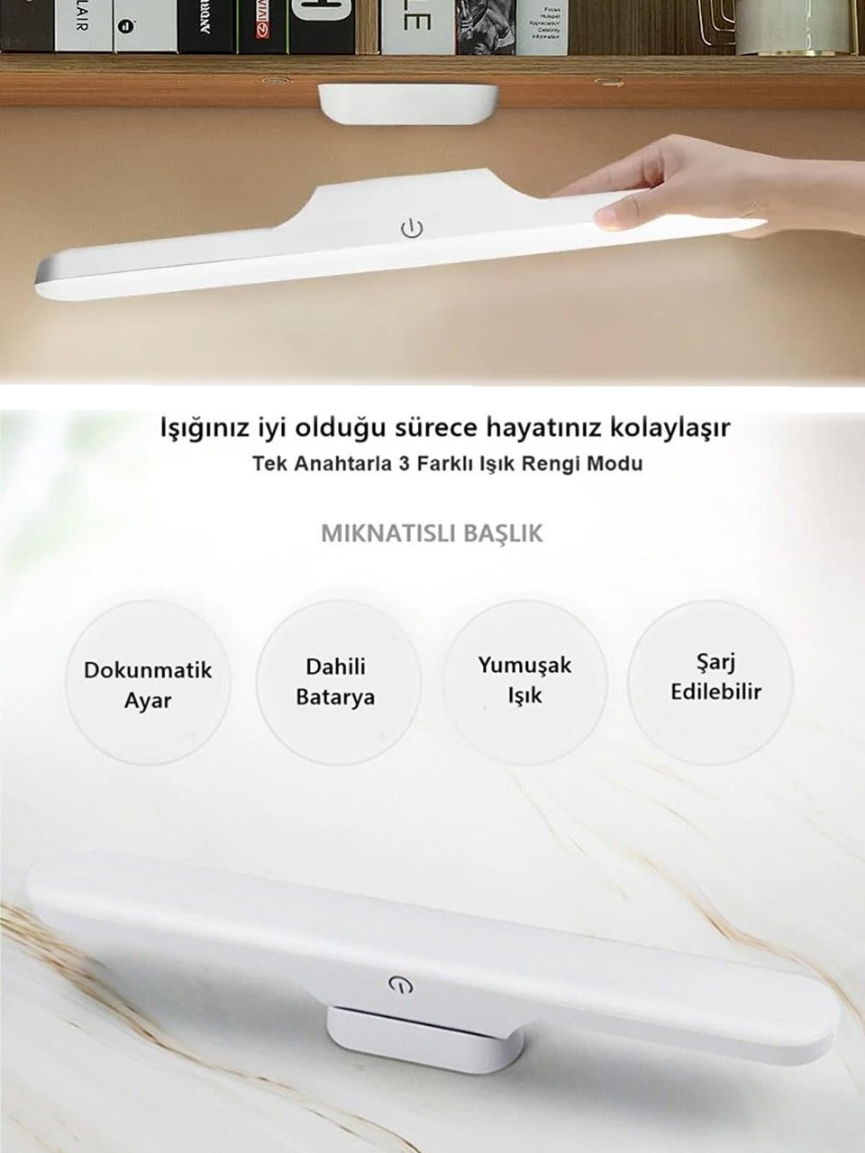 Şarjlı LED Lamba Kablosuz Micro USB Mıknatıslı